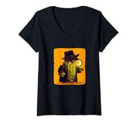 Mujer Cactus divertido con estilo detective para un ambiente cómico Camiseta Cuello V