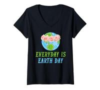 Mujer Cada Día es Día de la Tierra Amantes de la Naturaleza Camiseta Cuello V
