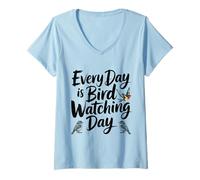 Mujer Cada día es el día de observación de Aves, observador de Aves Divertido Camiseta Cuello V
