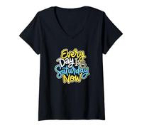 Mujer Cada día es sábado Ahora Jubilado Camiseta Cuello V