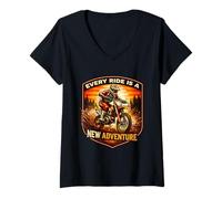 Mujer Cada Paseo es una Nueva Aventura Dirt Bike Motocross Rider MX Camiseta Cuello V