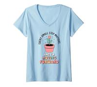 Mujer Cada pequeño paso cuenta. Y estoy adelante. Camiseta Cuello V