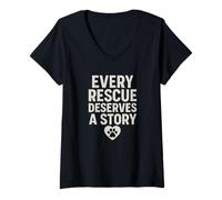 Mujer Cada rescate merece una historia. Vintage Pet Hope. Camiseta Cuello V