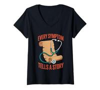 Mujer Cada síntoma cuenta una historia Internista de medicina interna Camiseta Cuello V