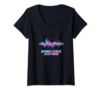 Mujer Cada Voz Importa la Igualdad Retro Wave Camiseta Cuello V