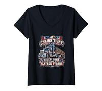 Mujer Cadenas apretadas, Millas de Largo, Plataforma Plana, Fuerte Conductor de camión Camiseta Cuello V