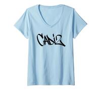Mujer Cádiz Graffiti Ciudad Arte Callejero Handstyle España Souvenir Camiseta Cuello V