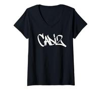 Mujer Cádiz Graffiti Ciudad Arte Callejero Handstyle España Souvenir Camiseta Cuello V