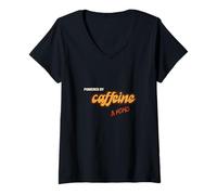 Mujer café Desarrollado por cafeína y FOMO Stock Market Trader Camiseta Cuello V