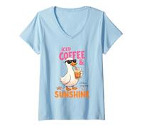 Mujer Café Helado Sunshine Duck Summer Beach Vibes Camiseta Cuello V