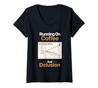 Mujer Cafe Productividad Humor Diseno Divertido Camiseta Cuello V