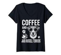 Mujer Café Y Jack Russell Terriers Divertido Jack Russell Terrier Camiseta Cuello V