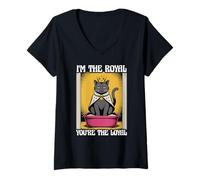Mujer Caja de arena para gatos con texto en inglés "I'm The Royal You're The Loyal Cat" Camiseta Cuello V