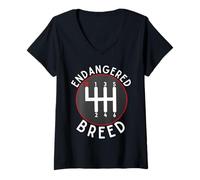 Mujer Caja de Cambios Manual Endangered Breed Stick Shift de 6 velocidades Camiseta Cuello V