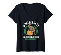Mujer Cajas Carton Worlds Best Cardboard Box Breaker Downer Camiseta Cuello V