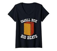 Mujer Cajón Caja Pequeña Diseño Big Beats para Kachon Player Cajónist Camiseta Cuello V