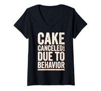 Mujer Cake Canceled Funny Birthday Humor Camiseta Cuello V
