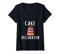 Mujer Cake Decorator Uniform Wedding Bakers Pastry Chef Bakery Camiseta Cuello V