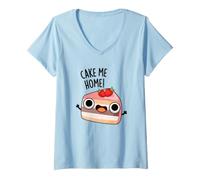 Mujer Cake Me Home Juego de Palabras con Comida Divertida Camiseta Cuello V