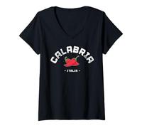 Mujer Calabria Viaje Familiar Italia Vacaciones a Calabria Amigo Regalo Camiseta Cuello V