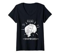Mujer Calavera Lavada con Cerebro - Aesthetic Edgy Streetwear Camiseta Cuello V