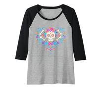 Mujer Calavera mexicana Dia de los Muertos mujer Sugar skull Camiseta Manga Raglan