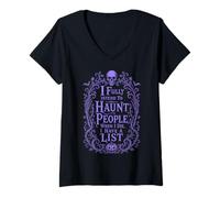 Mujer Calavera Sarcástica Asustar Personas Dark Humor Halloween Camiseta Cuello V