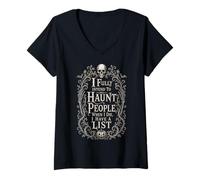 Mujer Calavera Sarcástica Asustar Personas Dark Humor Halloween Camiseta Cuello V