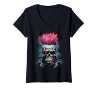 Mujer Calavera zombi Horror Punk Camiseta Cuello V