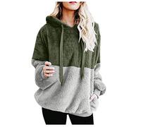 Mujer Caliente y Esponjoso Tops Chaqueta Suéter Abrigo Jersey Mujer Otoño-Invierno Talla Grande Hoodie Sudadera con Capucha riou (1-Verde, M)