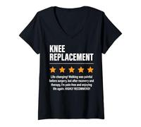 Mujer Calificación de cinco estrellas para pacientes con reemplazo de rodilla divertido Camiseta Cuello V