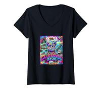 Mujer California Bear Graffiti Art Streetwear Urban Cali Flag Camiseta Cuello V
