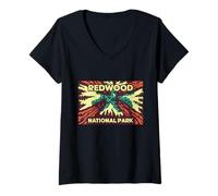 Mujer California Redwood National Park Árboles gigantes retro al aire libre Camiseta Cuello V