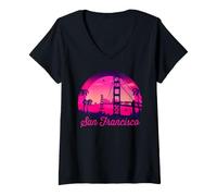 Mujer California San Francisco Camisa Skyline Vintage Souvenir Camiseta Cuello V