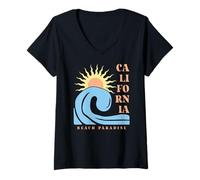 Mujer California Summer Sunshine Beach Paradise Summer Camiseta Cuello V