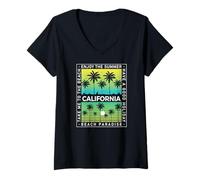 Mujer California Summer vibes Wave sunshine, Take me to the beach Camiseta Cuello V