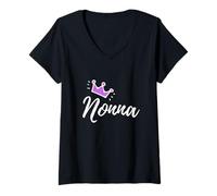 Mujer Caligrafía Italiana Nonna Abuela Abuela Rosa Corona Camiseta Cuello V