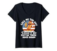 Mujer Call Me The Vet Cause I Be Puttin 'These Dogs Down Hot Dog Camiseta Cuello V