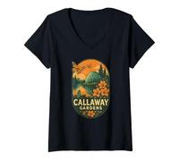 Mujer Callaway Gardens - Camisa con diseño de mariposas y lago floral Camiseta Cuello V