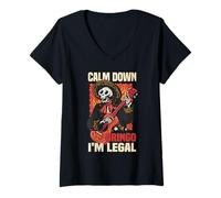 Mujer Calm down Gringo I'm legal México México Latinoamérica Camiseta Cuello V