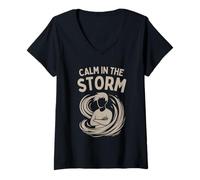 Mujer Calma en la tormenta mentalidad resiliente Camiseta Cuello V