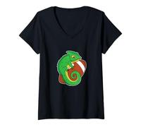Mujer Camaleón Juega fútbol Americano Camiseta Cuello V