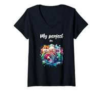 Mujer Cámara acuarela fotógrafo regalos de cumpleaños Camiseta Cuello V