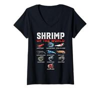 Mujer Camarones del Mundo Camisa Neocaridina Camarones Camisa Camarones Camiseta Cuello V