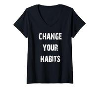 Mujer Cambia Tus hábitos Camiseta Cuello V