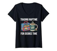 Mujer Cambiar la Siesta por el Tiempo de Grado Divertido de Regreso a la Escuela Camiseta Cuello V