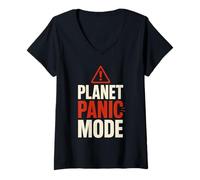 Mujer Cambio Climático Ansiedad Gen Z Eco Estrés Doomscroll Estado de ánimo Camiseta Cuello V