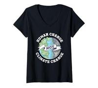 Mujer Cambio Humano No Cambio Climático Global Cambio Climático Camiseta Cuello V