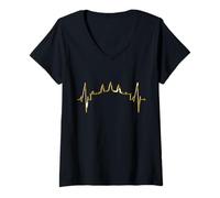 Mujer Camboya Skyline Heartbeat Siem Raep I Love Angkor Wat Camiseta Cuello V
