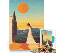 Mujer Caminando al Atardecer Rompecabezas de 1000 Piezas para Adultos Juego de Ejercicios de Pensamiento Ajuste Espacios Actividad para Fortalecer los Lazos Familiares (38x52cm)